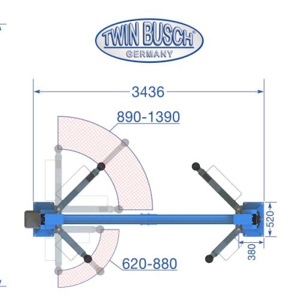 Twin Busch 2-Säulen-Hebebühne 3.6t – barrierefrei – Profi Line TW236PEB3.9 400V